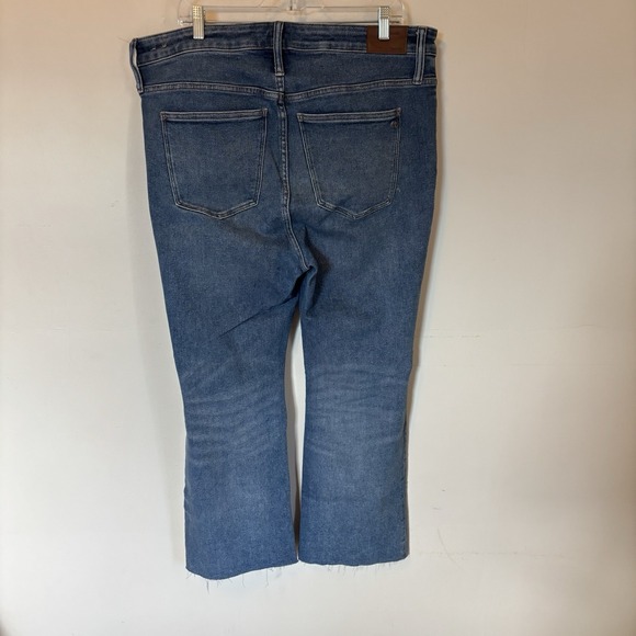 Madewell Cali Demi Boot Jeans 34 Tall Blue Denim High Rise Raw Hem 27.5" - Picture 3 of 9